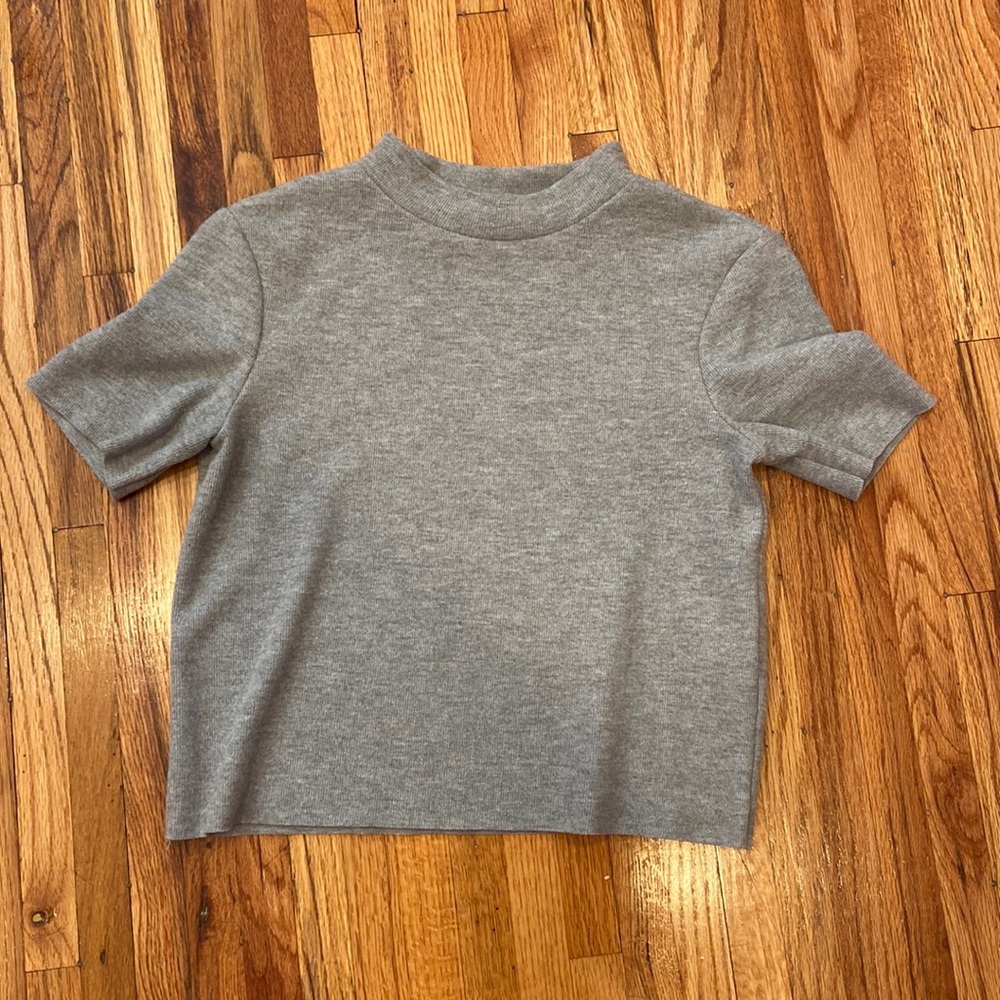 ZARA mock neck wool gray blouse